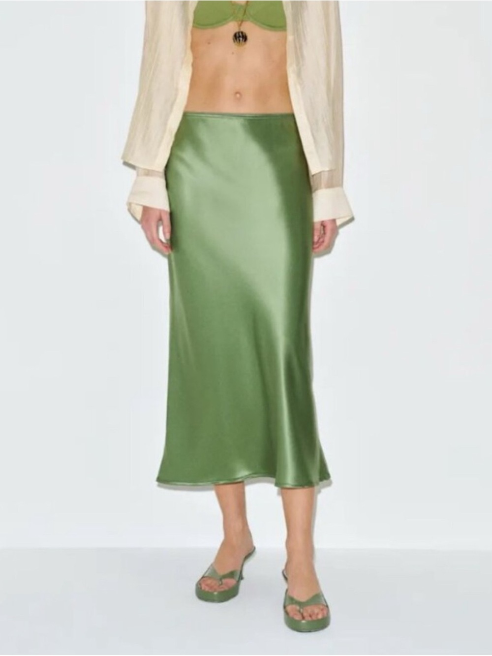 NWT Reformation Layla Silk Skirt Jade Green 6
